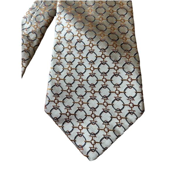 ROBERT TALBOTT Silk Tie best of class Geometric Circles Chain-link 90s Shiny Y2K - Picture 7 of 9
